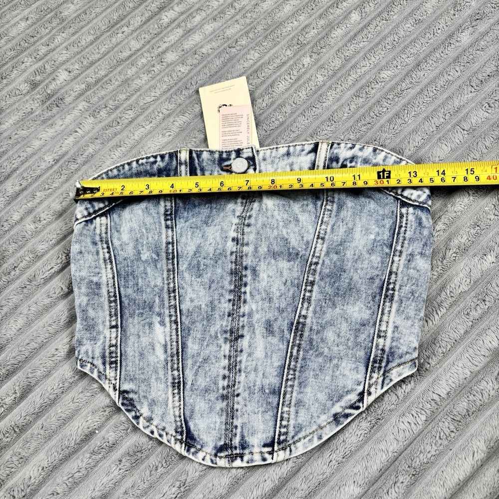 Sincerely Jules NWT Women's Sleeveless Acid Wash Denim Crop‎ Top - Picture 5 of 9